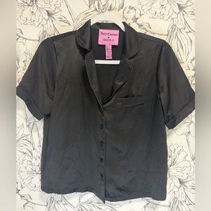 Juicy Couture Black Satin Button Down Night Shirt